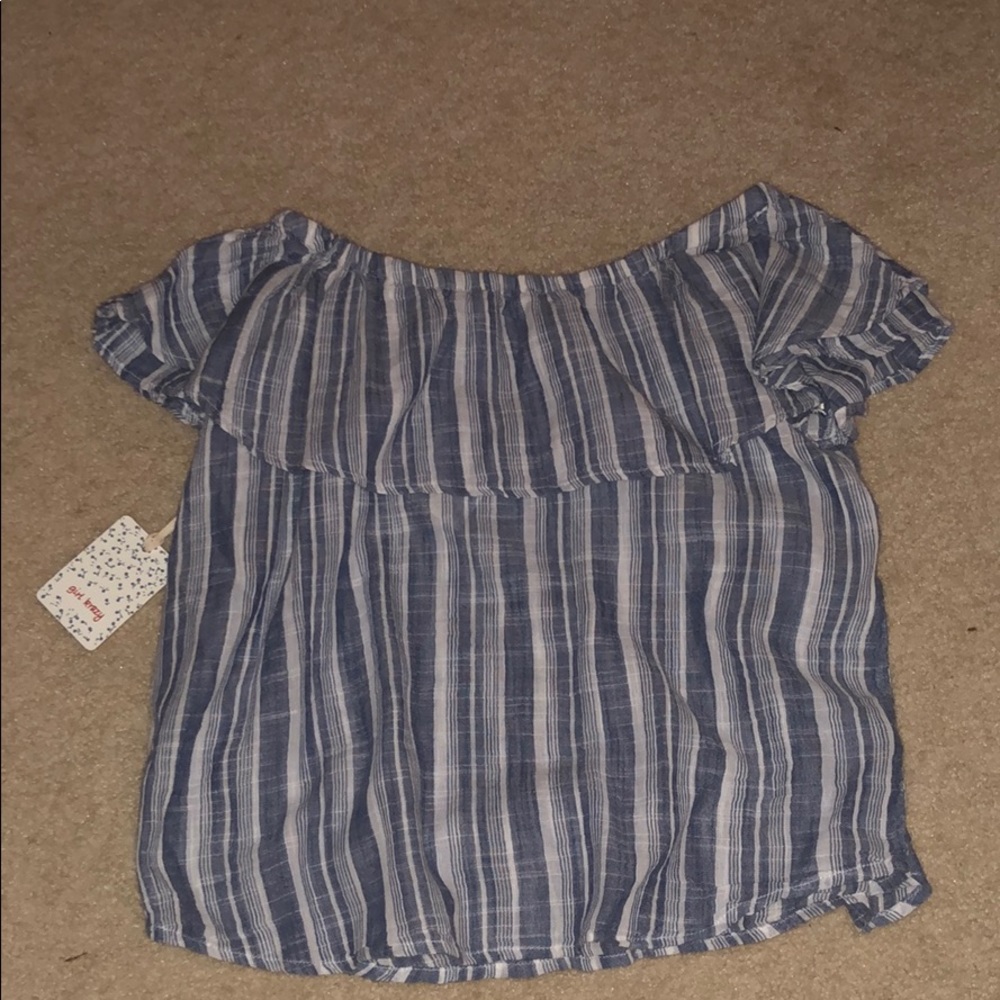 Off the shoulder stripped top, size S